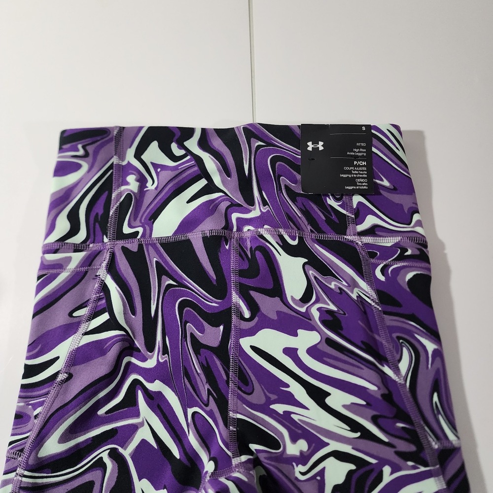Under Armour Womens Purple Marble Print High Rise Ankle Leggings 1376341 Small - Picture 6 of 9